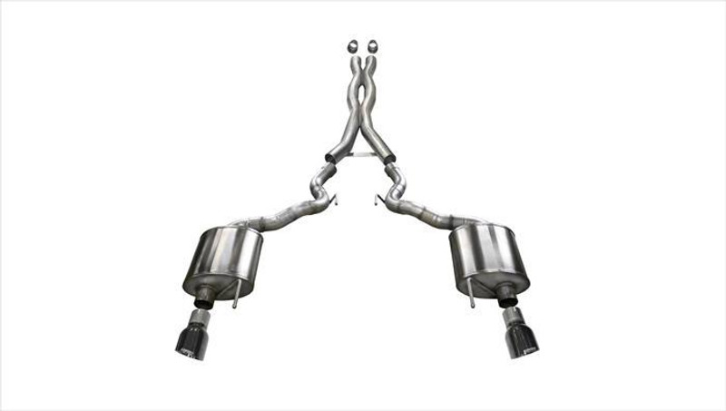 Corsa Performance 3.0in. Cat-Back Xtreme Dual Exhaust 4.5in. Black Tips 15-17 Ford Mustang GT Convertible 5.0L V8 - 14342BLK