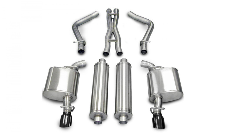 Corsa Performance 2.5in. Cat-Back Xtreme Dual Rear Exhaust 3.5in. Black Tips (No Tow Hitch) 05-10 Chrysler 300 R/T/Dodge Charger R/T/Magnum R/T 5.7L V8 - 14439BLK