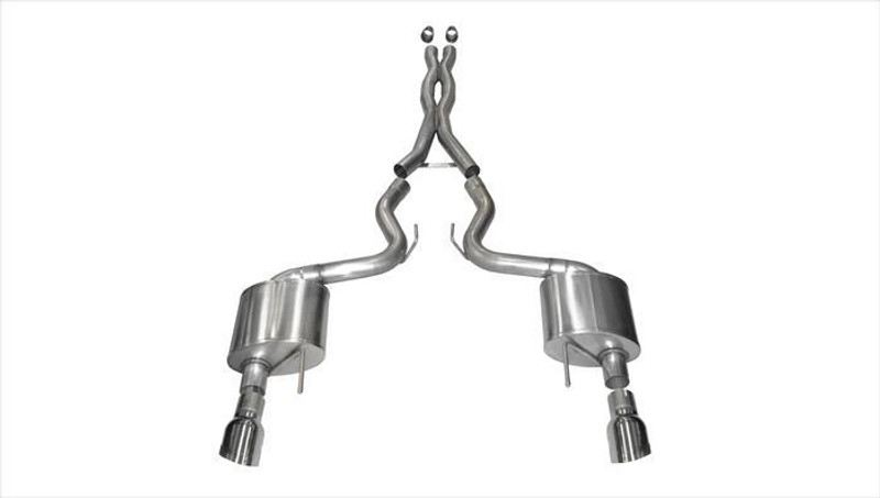 Corsa Performance 3.0in. Cat-Back Xtreme Dual Exhaust 4.5in. Polished Tips 15-17 Ford Mustang GT Fastback 5.0L V8 - 14328