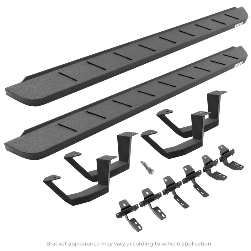 Go Rhino - RB10 Running Boards w/Mounts & 2 Pairs of Drop Steps Kit - Bedliner Coating - 6341068720T