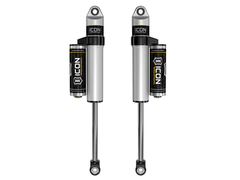 ICON Front, V.S. 2.5 Aluminum Series Shock Absorbers, Long Travel Secondary Shocks, Piggyback Reservoir, Pair for 03-24 4Runner, 05-23 Tacoma, 07-14 FJ Cruiser - 59701P-CB