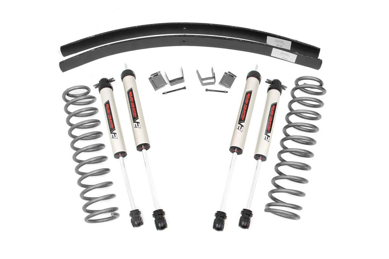 Rough Country Jeep Cherokee XJ 3 Inch Suspension Lift System w/V2 Shocks Add-A-Leaf For 84-01 Jeep Cherokee XJ - 67070