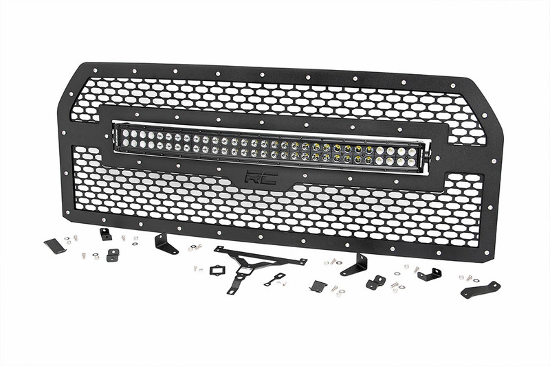 Rough Country Mesh Grille, Black, 30 in., Dual Row for Ford F-150 2WD/4WD 15-17 - 70193