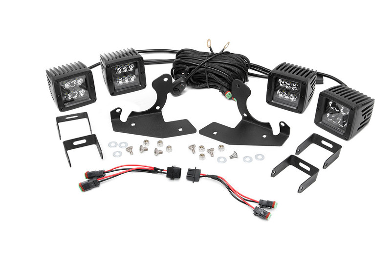 Rough Country LED Light Fog Mount, Black, 2 in., Dual Row, Pair for Chevy Silverado 1500/2500HD/3500HD 2WD/4WD - 70762