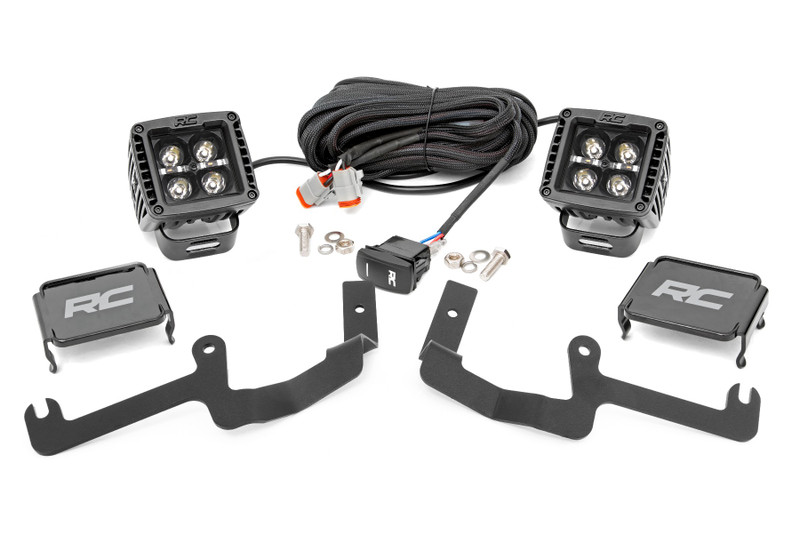 Rough Country LED Light Kit, Ditch Mount, 2 in., Pair, w/ Amber DRL for Chevy Silverado 1500 14-18 - 70844