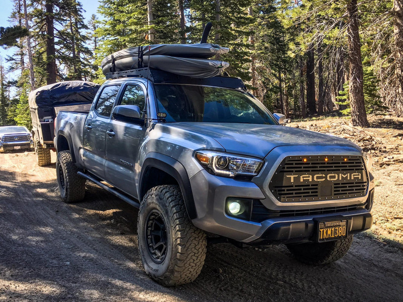 Cali Raised LED 05-21 Tacoma Trail Edition Rock Sliders No Kick Out Powder Coat Double Cab Short Bed - 39302149668906