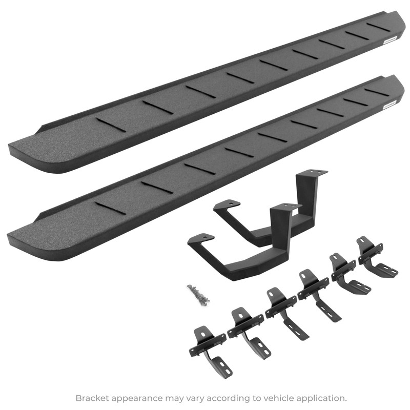 Go Rhino - RB10 Running Boards w/Mounts & 1 Pair of Drop Steps Kit - Bedliner Coating - 6349264810T