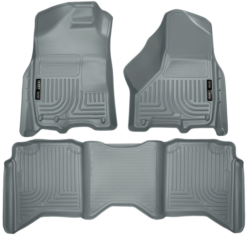 Husky Liners Front & 2nd Row Dodge Ram Crew Cab W/Dual Carpet Hooks (Footwell Coverage) WeatherBeater Gray - 99002