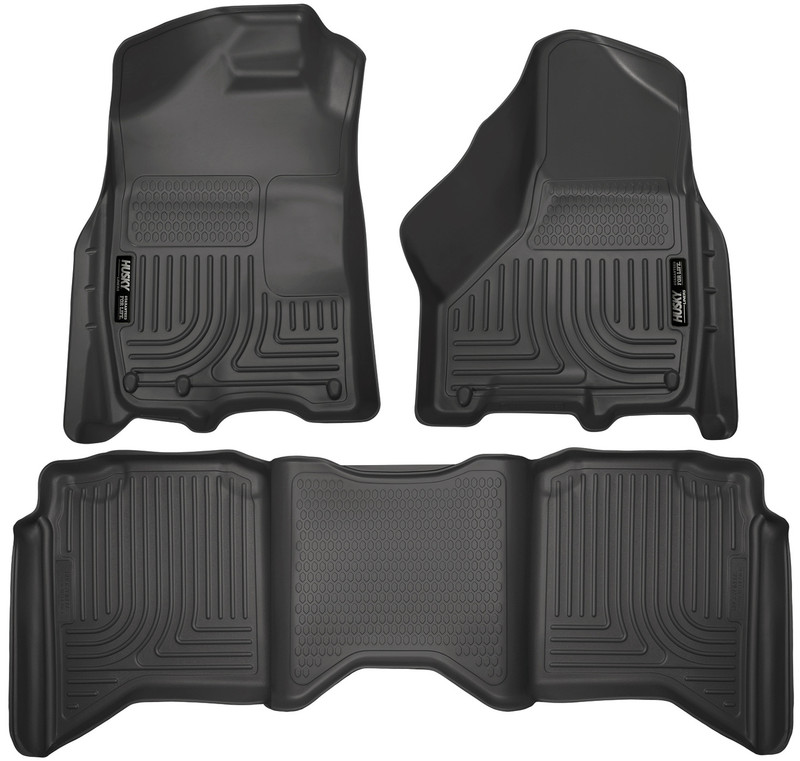 Husky Liners Front & 2nd Row Dodge Ram Crew Cab W/Dual Carpet Hooks (Footwell Coverage) WeatherBeater Black - 99001