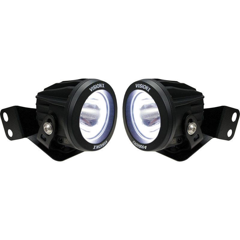 Vision X Lighting 2/4 Seat RZR A-Pillar Single Optimus Mount Landr Including 2 X XIL-OPRh115 Optimus Halo Lights - XIL-OEAS08RZROPRH