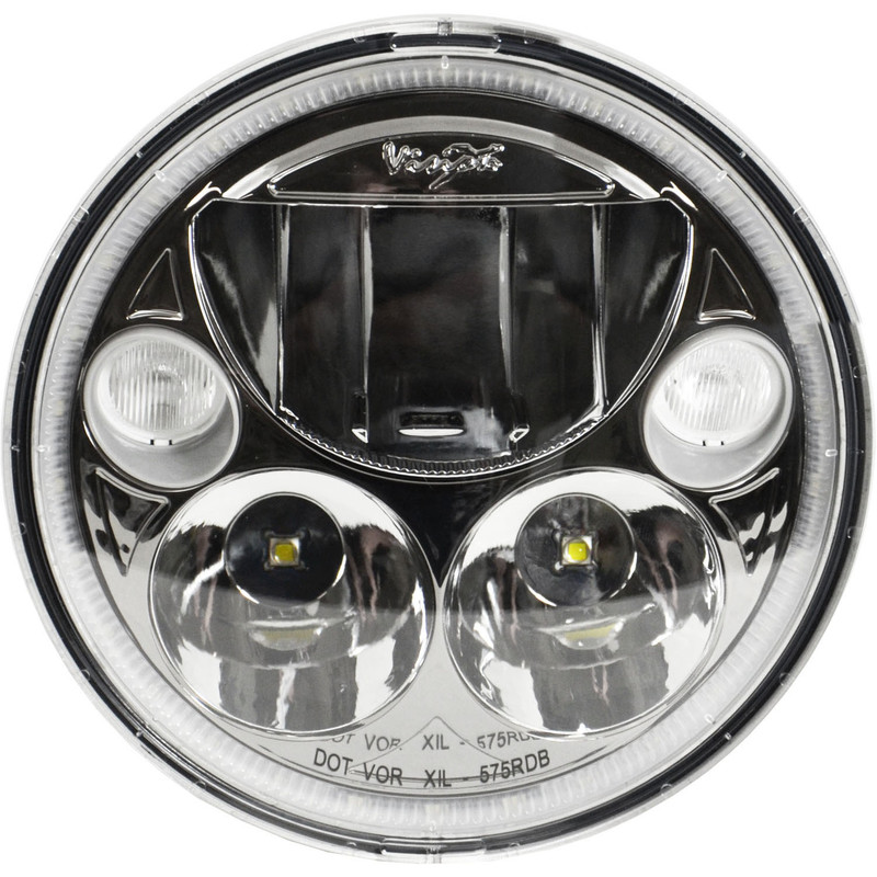 Vision X Lighting Single 5.75" Round Black Chrome Vx Led Headlight W/ Low-High-Halo - XMC-575RDB