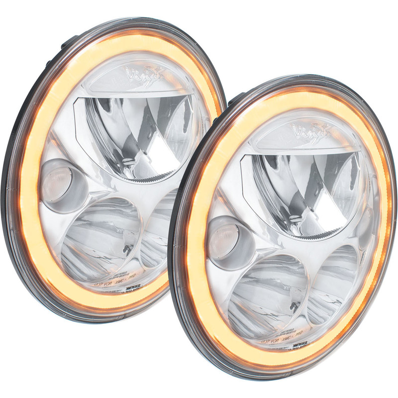 Vision X Lighting 07-17 Jeep JK Headlights (Pair of Amber Halo 7" Round VX LED Headlight w/ Low-High-Halo Including Anti-Flicker Adapter Just 2 Lights With Integrated Anti-Flicker And H13 on Light) - 9917566