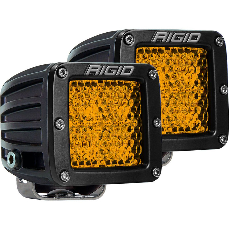 RIGID D-Series Rear Facing High/Low, Surface Mount, Diffused, Yellow (Pair) - 90151