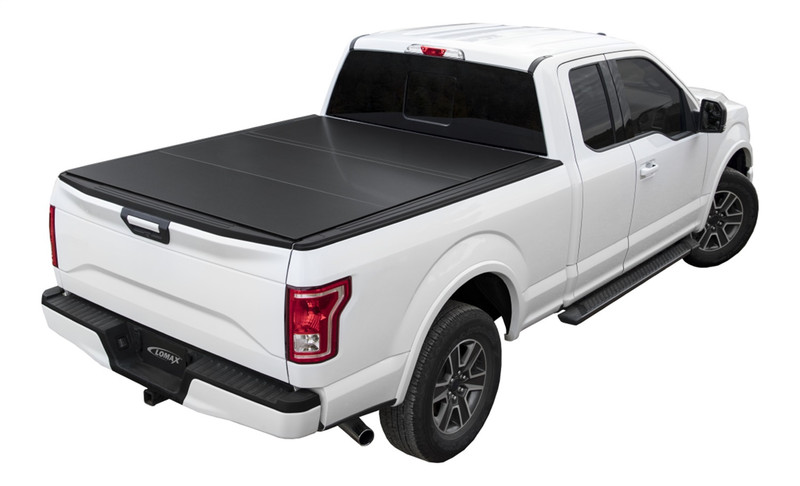 LOMAX Hard Tri-Fold Cover For Ford F-250/350, Standard Bed, Matte Black Finish, Split Rail - B1010039