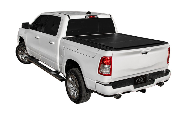 LOMAX Hard Tri-Fold Cover For Ram 1500, Short Bed, Matte Black Finish, Single Rail - B1040059