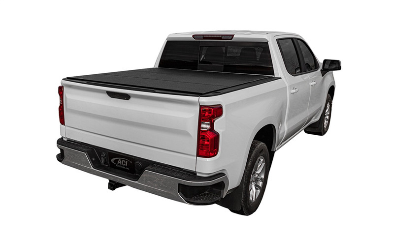 LOMAX Hard Tri-Fold Cover For Ford F-150, Short Bed, Black Urethane Finish, Single Rail - B3010019
