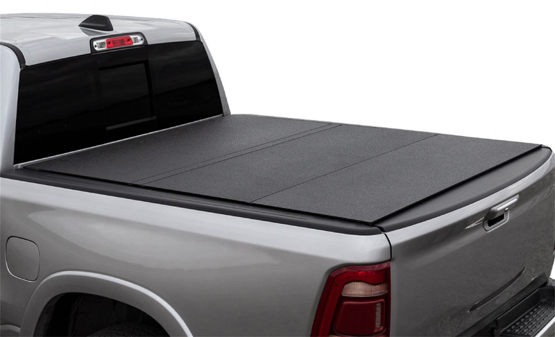 LOMAX Hard Tri-Fold Cover For Ram 1500, Standard Bed, Black Urethane Finish, Split Rail - B3040049