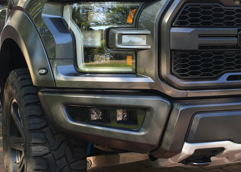 Offroad Alliance Dual Bezel Fog Light Kit w/ Baja Designs Squadron Racer Lights: 17-20 Raptor