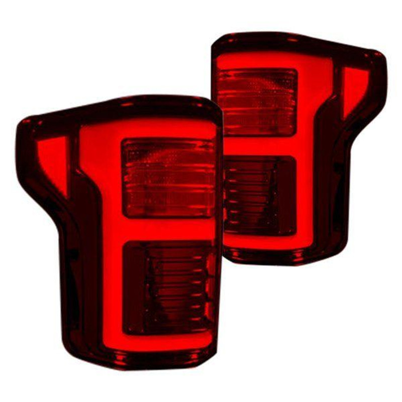 Fiber Optic LED Tail Lights (Black Red/Smoked Lens) 2015-2017 F-150, 2017-2019 Raptor