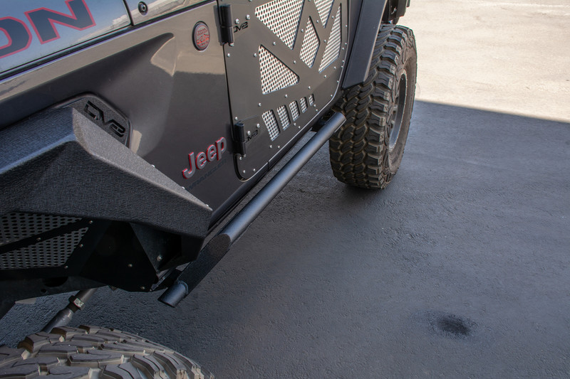 DV8 Offroad Tubular Rock Slider w/ Plated End Caps: 18+ Jeep JL (2dr.) - SRJL-23