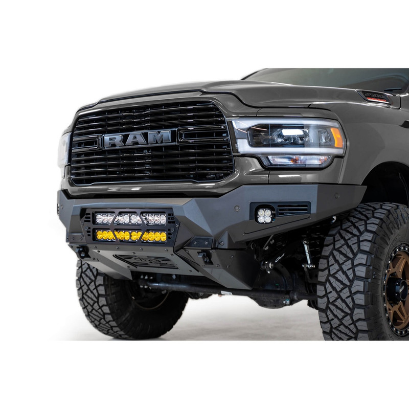 Addictive Desert Designs Bomber Front Bumper, Dual 20 in. Light Bars for 19-23 RAM 2500/3500 - F560012140103