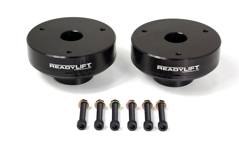 ReadyLIFT 07-13 Avalanche T6 Billet Front Leveling Kit 2.25 in. Lift Anodized Black Allows Up To A 33in. Tire May Req. Minor Trim Of Inr FndrWell Rec. Install RrClSpcr For Level Or SlightRakeStance - T6-3085-K