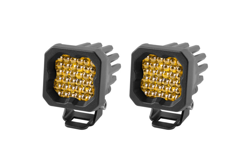 Diode Dynamics Stage Series C1 LED Pod Pro Yellow Flood Standard Amber Backlight Pair-DD6463P