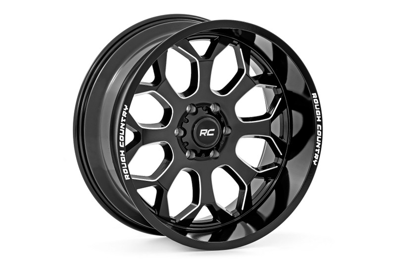 Rough Country 96 Series Wheel, One-Piece, Gloss Black, 20x10, 8x170, -19mm - 96201011