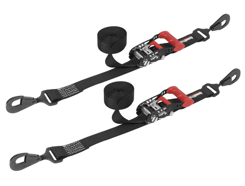 SpeedStrap Ratchet 1.5 in. x 10 ft. Tie Down w/ Twisted Snap Hooks (Black; Pair) - 15211-2