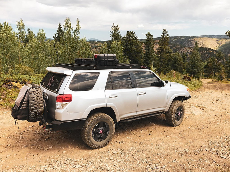 Cali Raised LED 10-21 4Runner Premium Roof Rack 43 in Dual Function 1 Wire Harness LED Light Bar Blue Backlight Short Cut Outs and Light Kit - 39360976388138