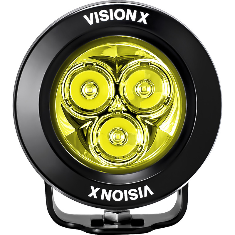 Vision X Lighting Single 3.7" Selective Yellow 3 LED Cannon CG2 Light Including Pig Tail - CG2-CPM310SY