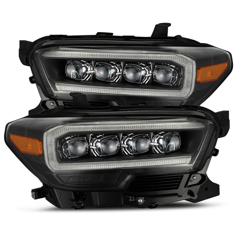 AlphaRex 16-20 Toyota Tacoma Nova-Series LED Projector Headlights Plank Style Design Black w/ Activation Light - 880707