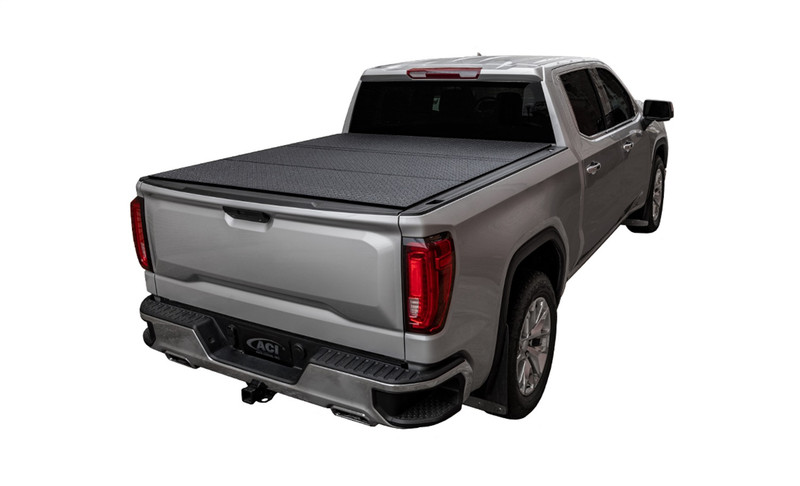LOMAX Hard Tri-Fold Cover For Nissan Titan, Short Bed, Black Diamond Mist Finish, Single Rail - B4030019