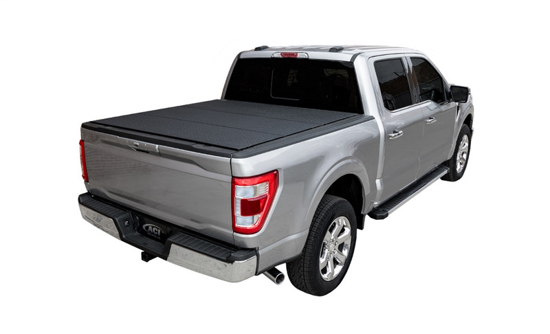 LOMAX Hard Tri-Fold Cover For Ram 1500/2500/3500, Standard Bed, Black Diamond Mist Finish, Split Rail - B4040079