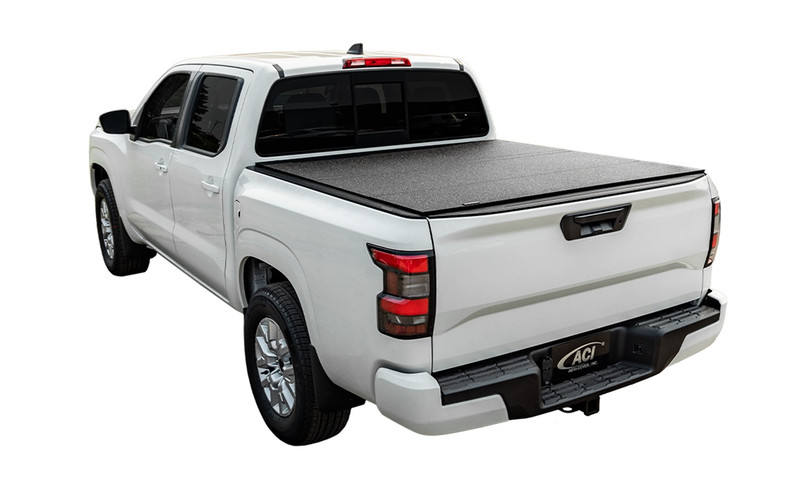 LOMAX Hard Tri-Fold Cover For Nissan Frontier, Standard Bed, Matte Black Finish, Split Rail - B1030069