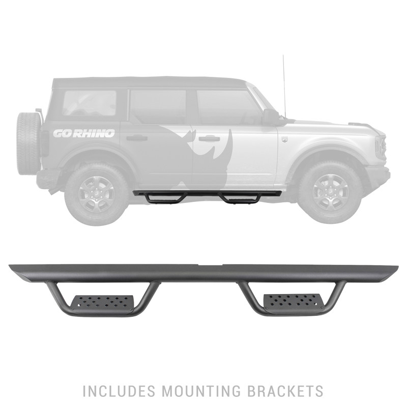 Go Rhino - Dominator Xtreme D2 SideSteps w/Mounts - Text. Black - Bronco - D24129T