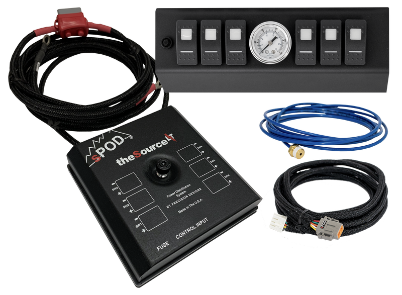 sPOD SourceLT w/ Air Gauge and Red LED Switch Panel for JK 07-08 - SLA0708JKR