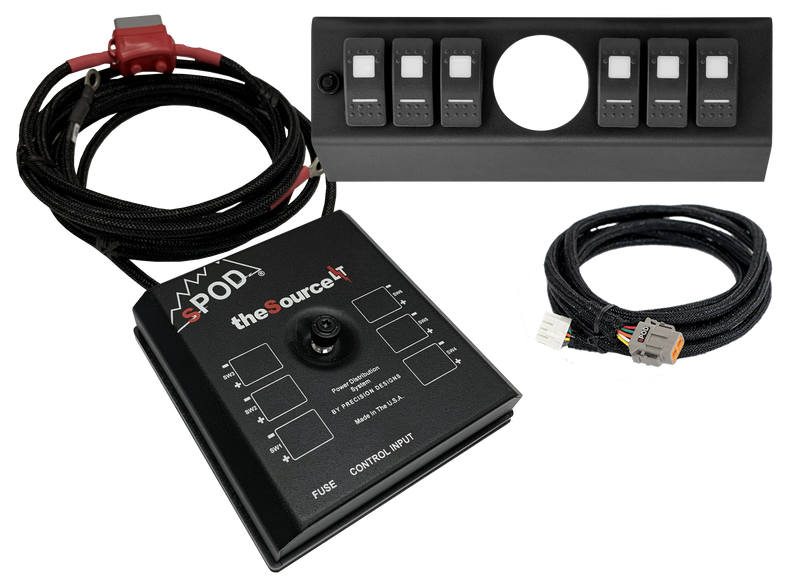 sPOD SourceLT w/ Opening (2 1/16 Inch) for AeroForce Gauge and Red LED Switch Panel for JK 09-18 - SLAF0918JKR