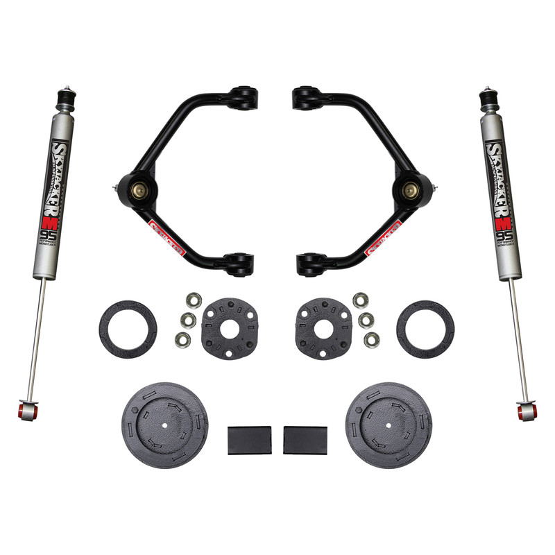 SkyJacker 19-21 Ram 1500 3 in. Suspension Lift Kit w/ Front Strut Spacers Front Upper A-Arms Rear Coil Spring Spacers Rear Bump Stop Spacers, Rear M95 Monotube Shocks - R1930PM