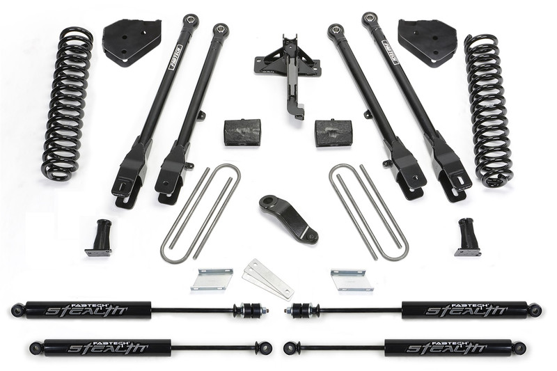 Fabtech 4 Link Lift System, 6 in. Lift w/ Coils and Stealth Shocks For 17-21 Ford F250/F350 4WD Diesel. - K2219M