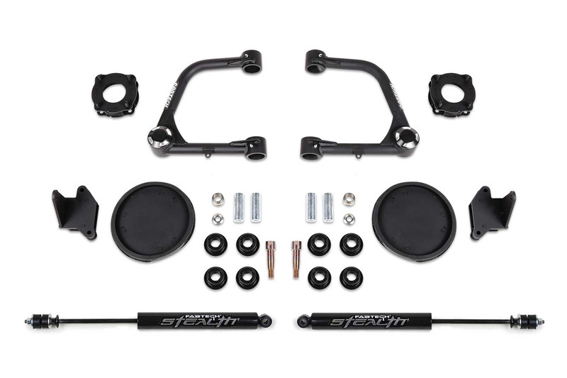 Fabtech UCA Kit, 3 in. Lift w/ Uniballs and Fr Shk Spcrs and Remote Reservoir Coil Spacers and Remote Reservoir Stealth For 22 Tundra 4WD. - K7086M