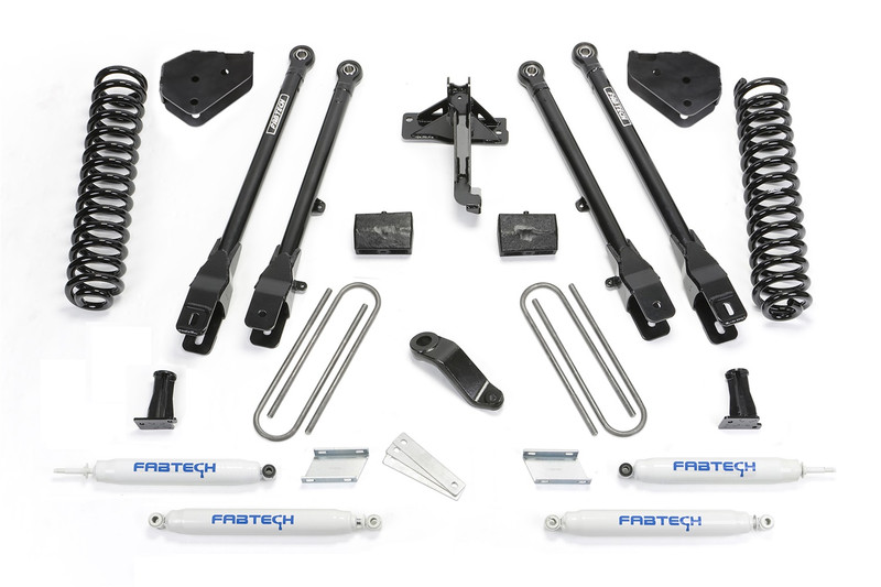 Fabtech 4 Link Lift System, 6 in. Lift w/ Coils and Performance Shocks For 17-21 Ford F250/F350 4WD Diesel. - K2219