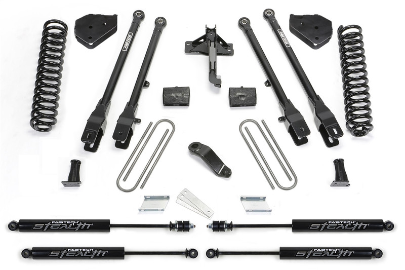 Fabtech 4 Link Lift System, 4 in. Lift w/ Coils and Stealth Shocks For 17-21 Ford F250/F350 4WD Gas. - K2254M