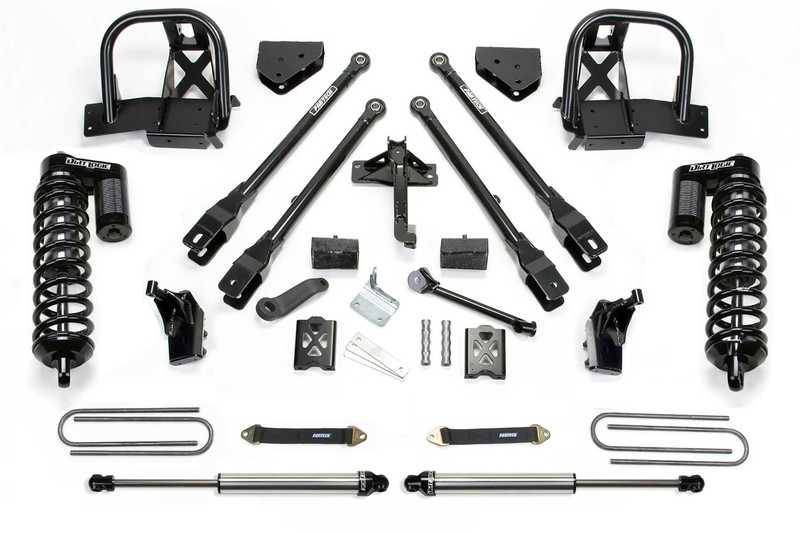 Fabtech 4 Link Lift System, 6 in. Lift w/ Dirt Logic 4.0 Coilover and Remote Reservoir Dirt Logic For 05-07 Ford F250 4WD w/ Factory Overload. - K20141DL