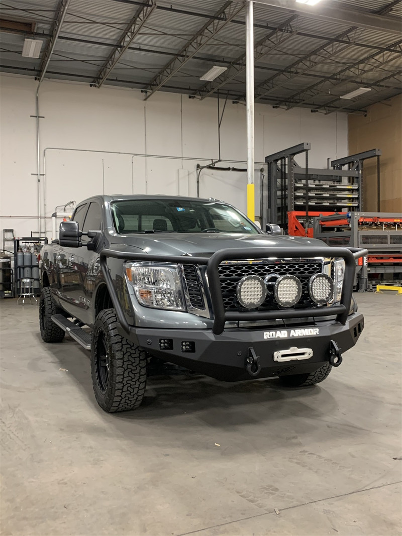 Road Armor Nissan Titan XD Stealth Winch Front Bumper w/Lonestar Guard, Textured Black - 7162F5B