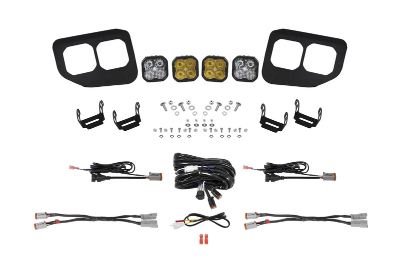 Diode Dynamics SS3 LED Fog Pocket Kit for 20-22 Ford Super Duty, Yellow Pro - DD7579