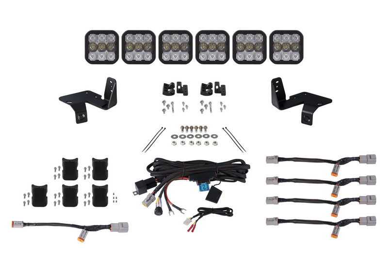 Diode Dynamics SS5 6-Pod CrossLink Grille Lightbar Kit 20-22 Ford Super Duty, Pro White Combo - DD7573