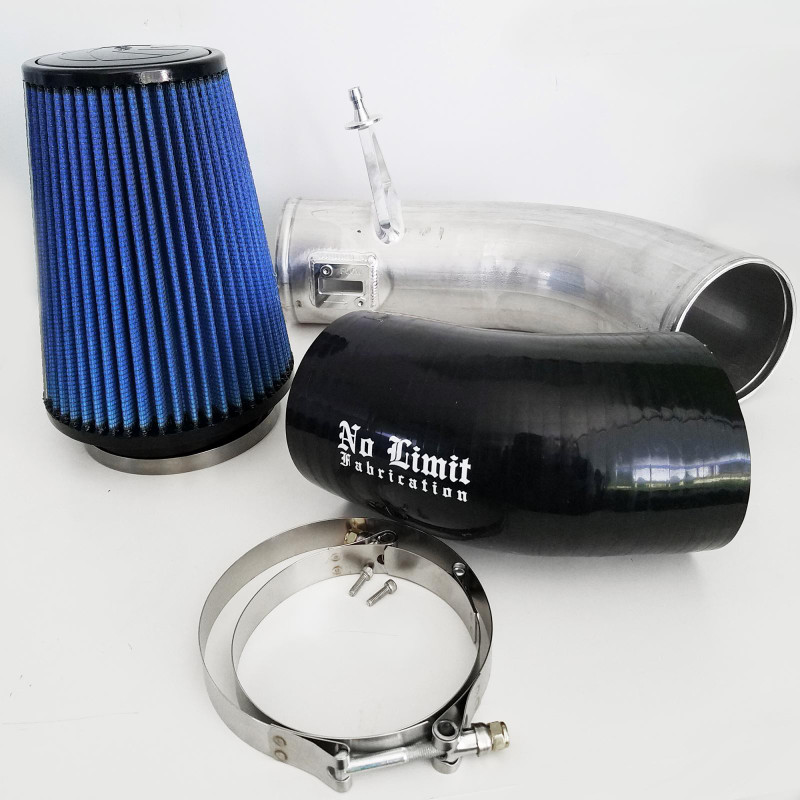 No Limit Fabrication Cold Air Intake Raw Aluminum, Oiled Pro5R Air Filter for 17-19 Ford Super Duty 6.7L Powerstroke - 67CAIRO17