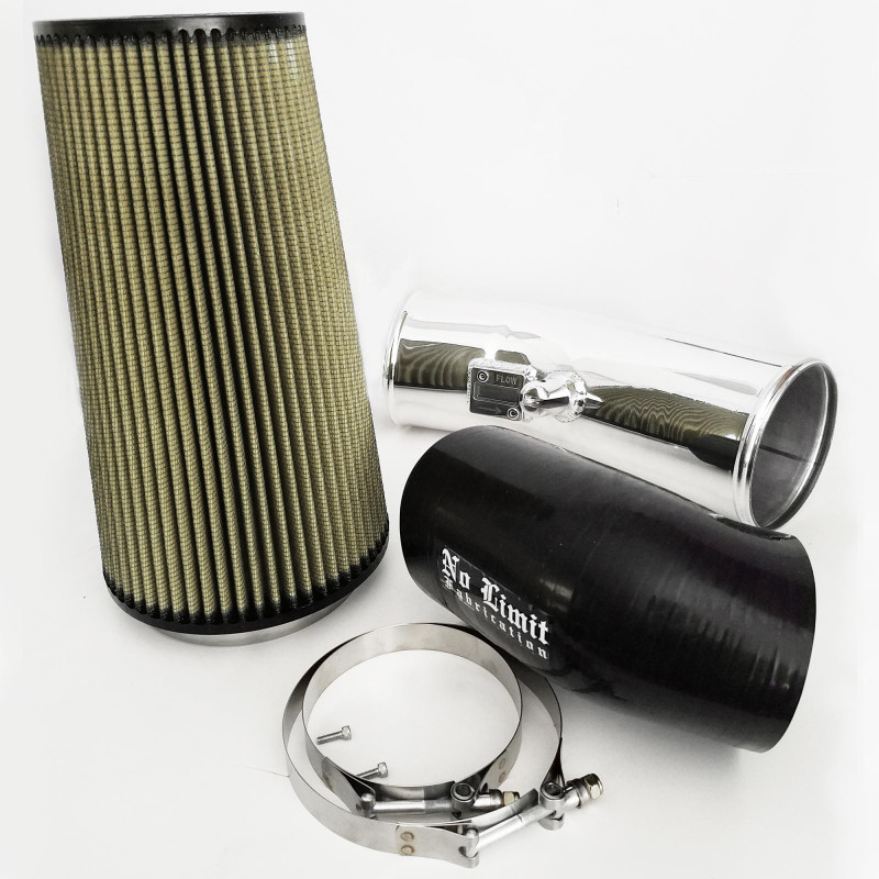 No Limit Fabrication Cold Air Intake Polished Aluminum, Oiled Pro Guard 7 Air Filter Stage 2 for 11-16 Ford Super Duty 6.7L Powerstroke - 67CAIPP