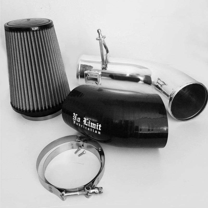 No Limit Fabrication Cold Air Intake Polished Aluminum, Dry ProDryS Air Filter for 17-19 Ford Super Duty 6.7L Powerstroke - 67CAIPD17